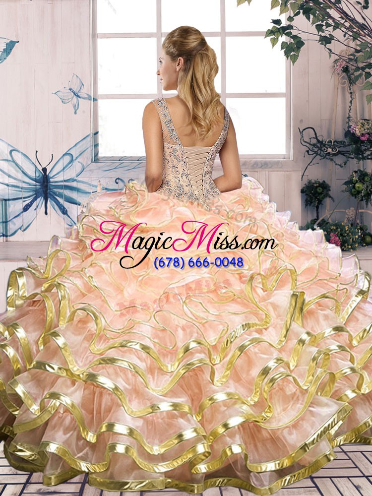 wholesale ball gowns 15 quinceanera dress olive green scoop organza sleeveless floor length lace up