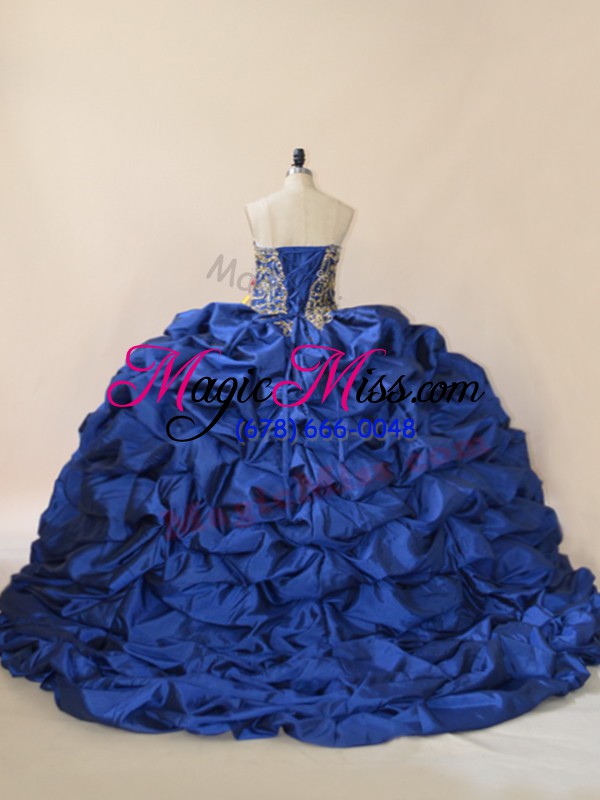 wholesale high quality sleeveless brush train beading lace up sweet 16 quinceanera dress