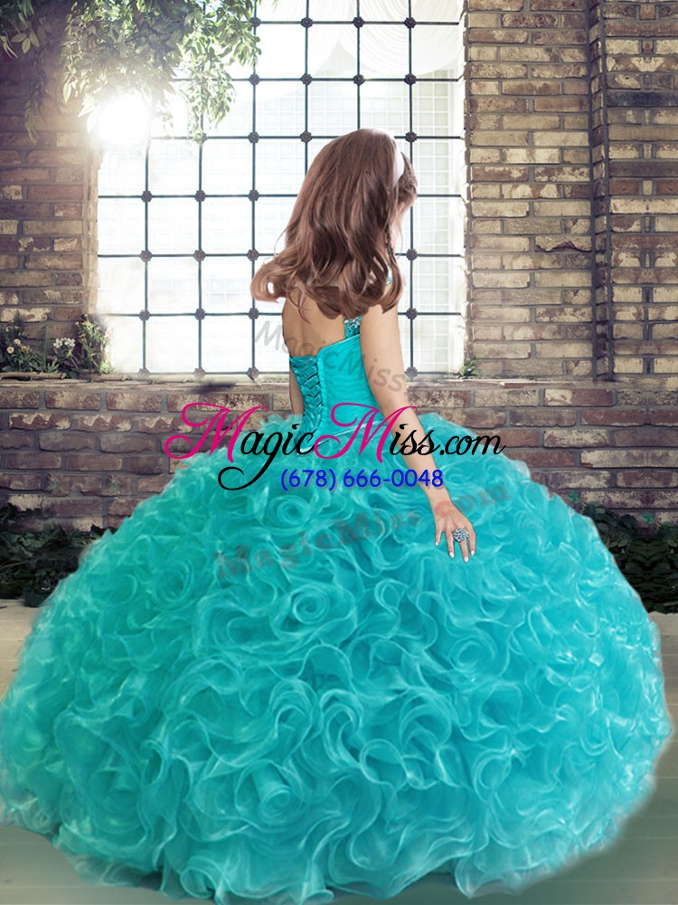 wholesale lovely sleeveless floor length beading and ruching lace up little girls pageant gowns with purple