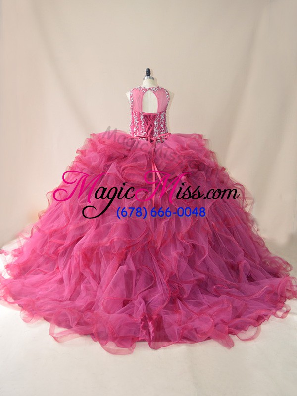 wholesale elegant lace up 15 quinceanera dress burgundy and in with beading and ruffles brush train