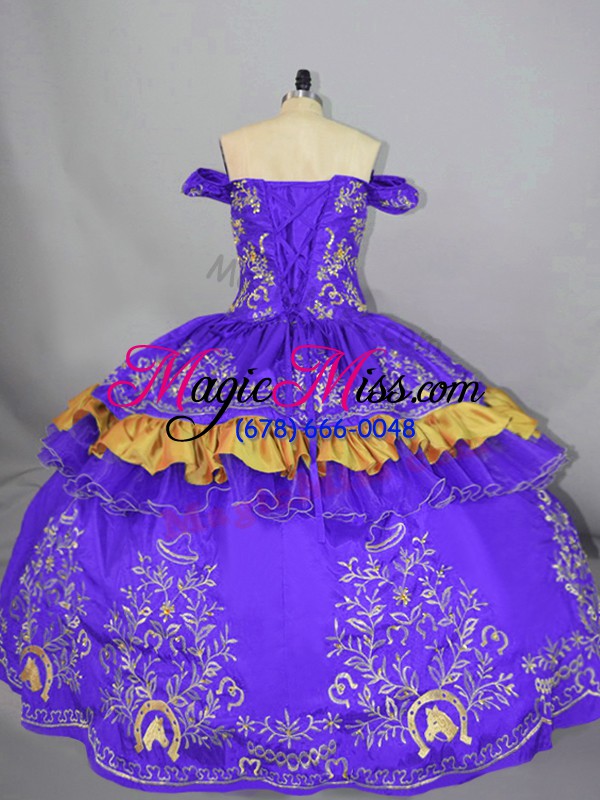 wholesale luxury floor length lace up quinceanera gown purple for sweet 16 and quinceanera with embroidery