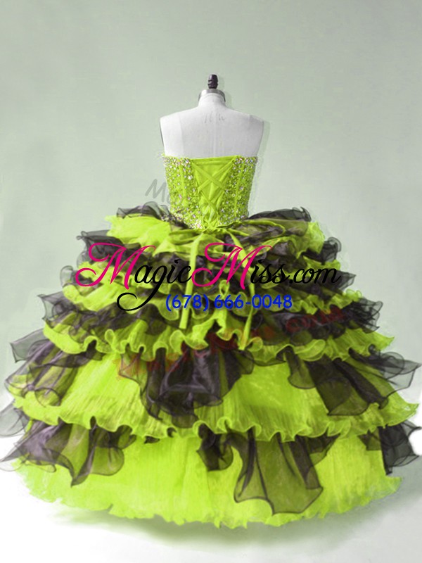 wholesale ball gowns quinceanera gowns yellow green sweetheart organza sleeveless lace up