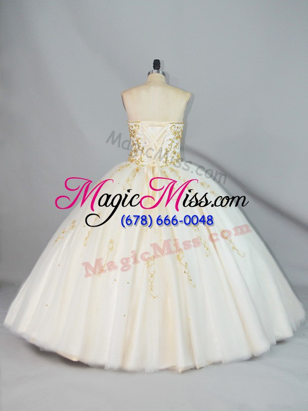 wholesale delicate floor length ball gowns sleeveless champagne 15 quinceanera dress lace up