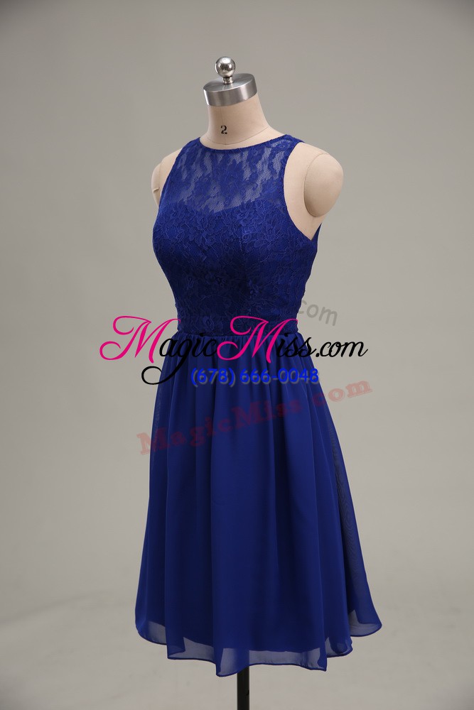 wholesale suitable lace homecoming dress royal blue zipper sleeveless knee length