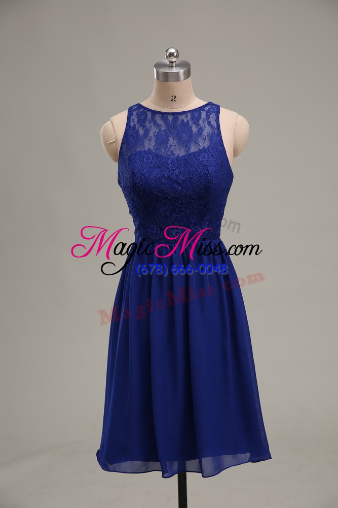 wholesale suitable lace homecoming dress royal blue zipper sleeveless knee length