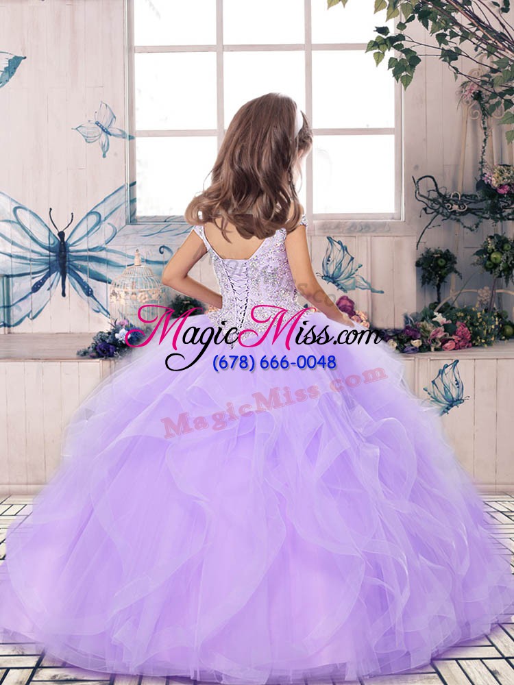 wholesale beading and ruffles little girl pageant gowns rust red lace up sleeveless floor length