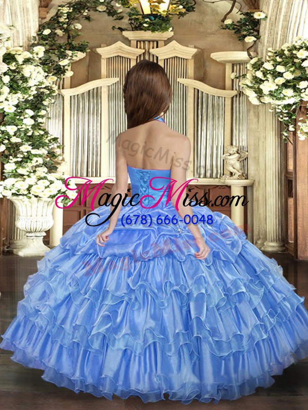 wholesale classical floor length yellow green child pageant dress organza sleeveless ruffled layers