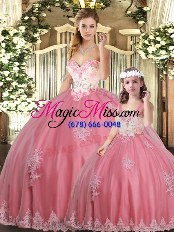 wholesale beautiful sleeveless beading and appliques lace up 15th birthday dress