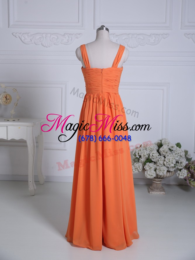 wholesale glamorous orange straps neckline ruching dama dress for quinceanera sleeveless zipper