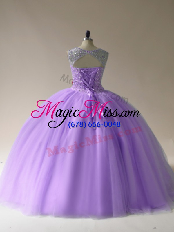 wholesale graceful lavender quince ball gowns sweet 16 and quinceanera with beading scoop sleeveless lace up