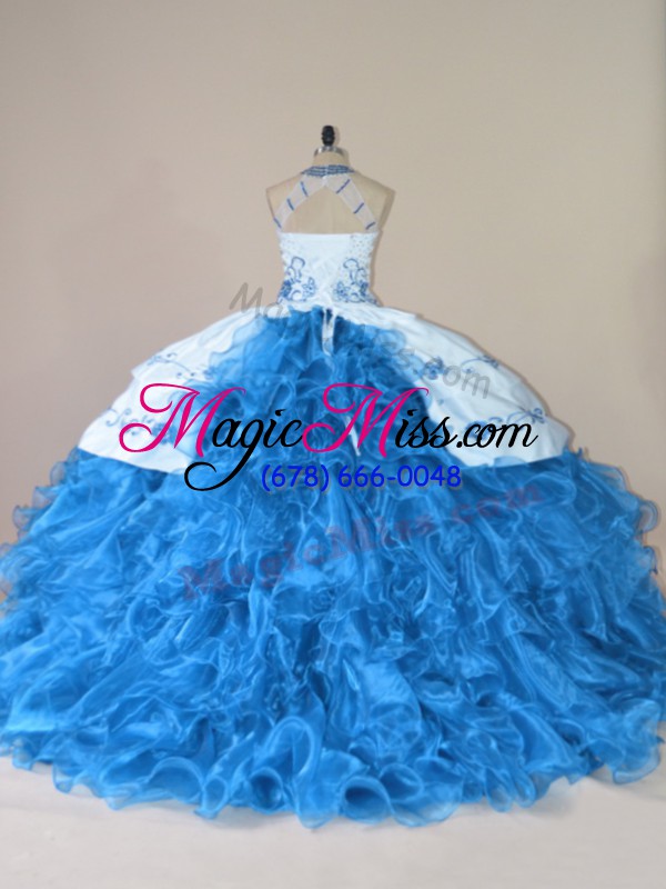 wholesale organza sleeveless quinceanera dresses court train and embroidery and ruffles