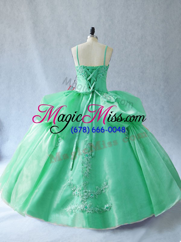 wholesale chic green straps lace up appliques vestidos de quinceanera sleeveless