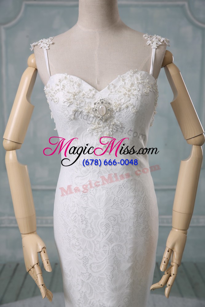 wholesale nice beading and lace bridal gown white backless sleeveless court train