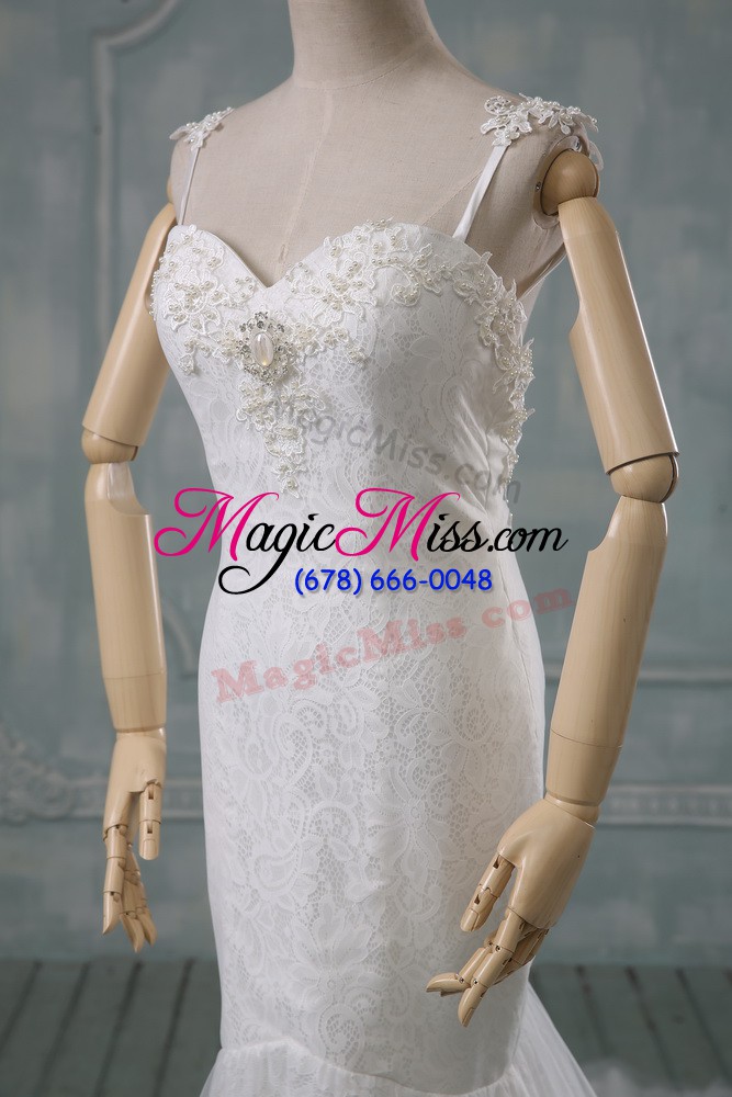 wholesale nice beading and lace bridal gown white backless sleeveless court train
