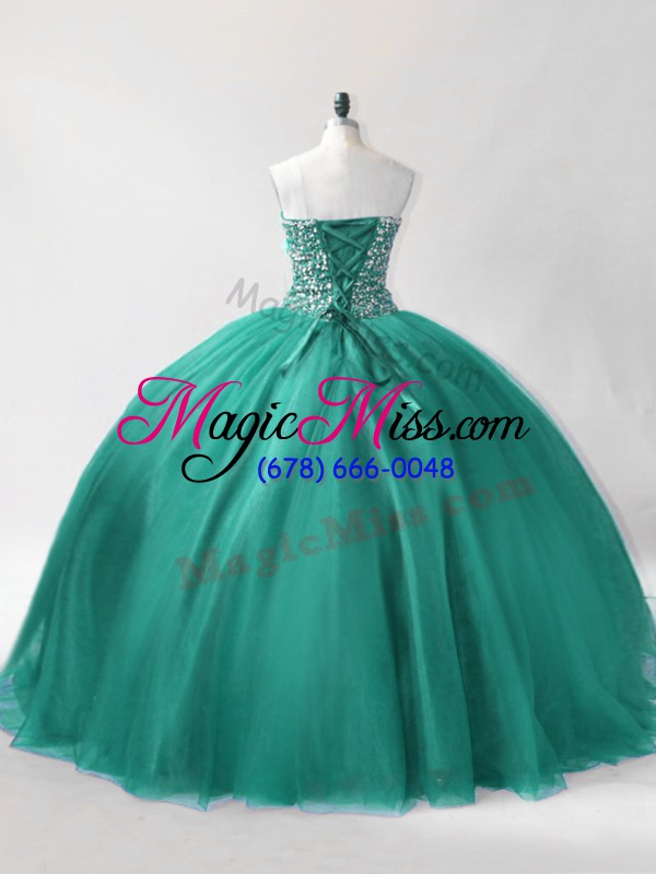 wholesale turquoise sleeveless beading floor length sweet 16 dresses