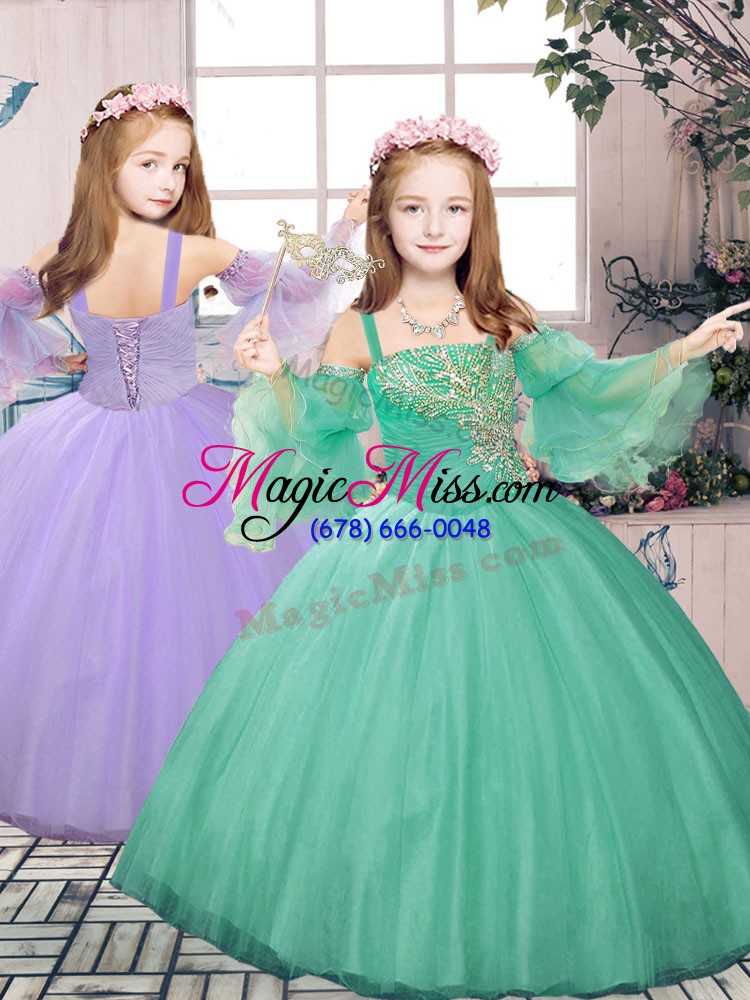 wholesale sweetheart long sleeves lace up quinceanera dress green tulle