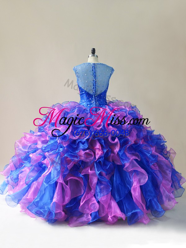 wholesale multi-color ball gowns straps sleeveless organza floor length zipper beading and ruffles sweet 16 dresses