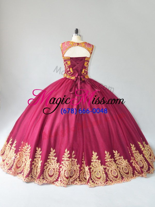 wholesale tulle sleeveless floor length quinceanera dress and appliques