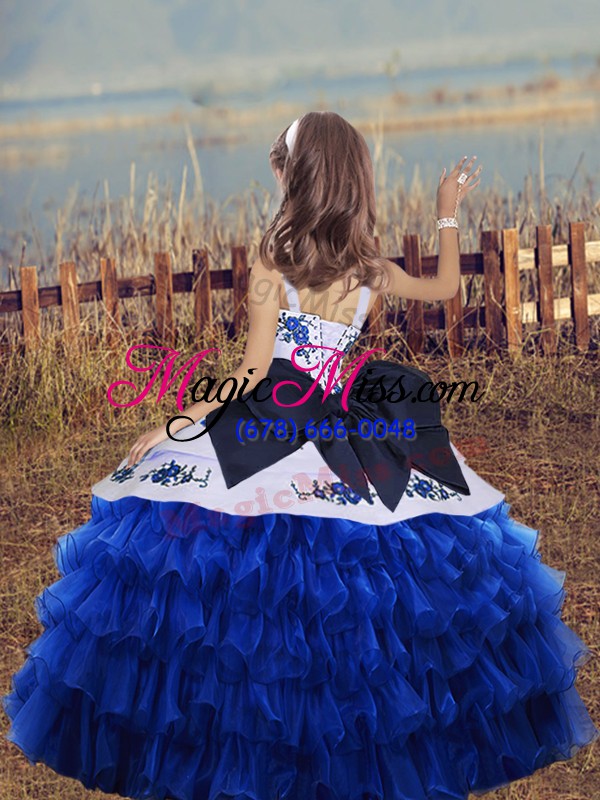 wholesale ball gowns little girls pageant gowns blue straps sleeveless floor length lace up
