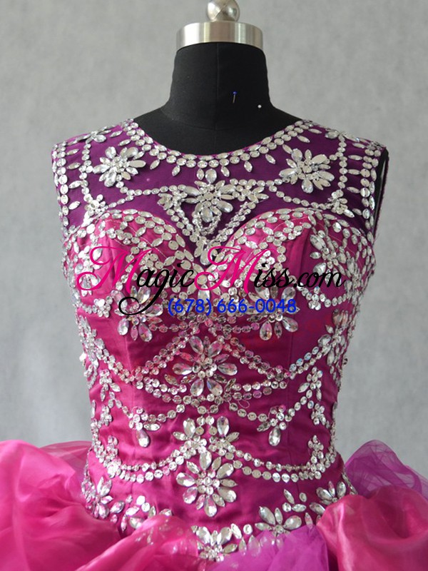 wholesale pretty organza scoop sleeveless lace up beading and ruffles vestidos de quinceanera in multi-color