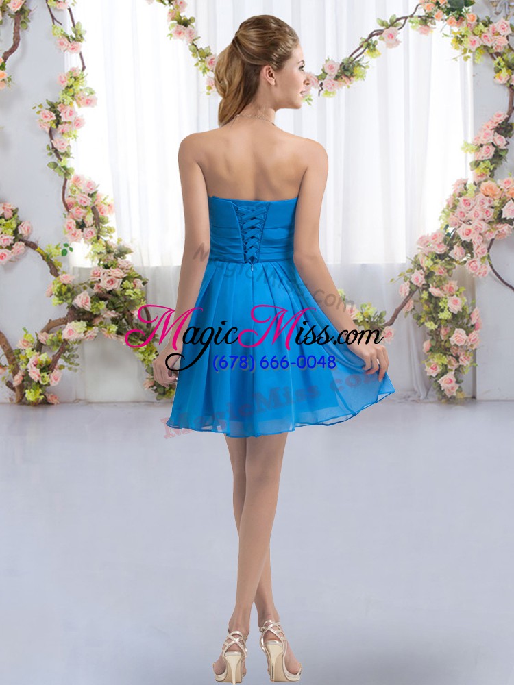 wholesale adorable royal blue bridesmaid dresses wedding party with ruching sweetheart sleeveless lace up