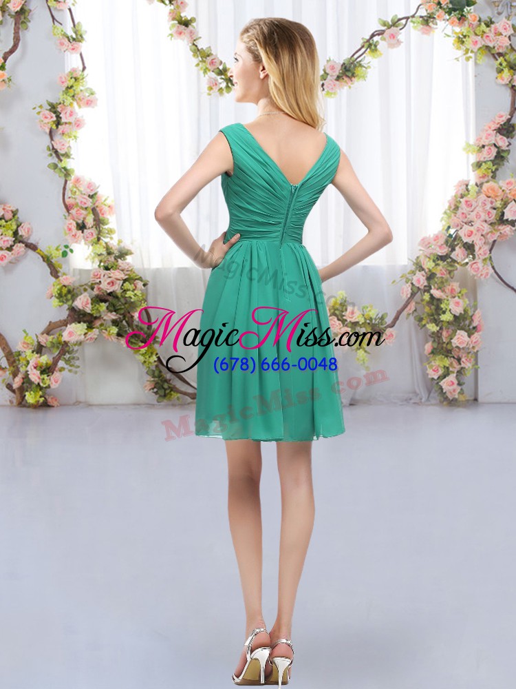 wholesale mini length empire sleeveless olive green bridesmaid dress zipper