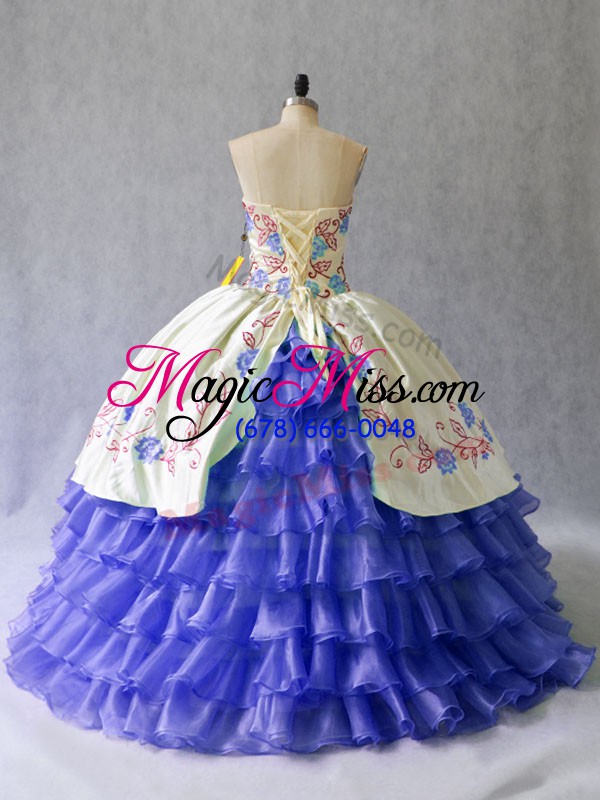 wholesale glorious blue sweetheart lace up beading and embroidery quinceanera gown sleeveless
