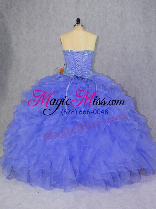 wholesale purple organza lace up 15 quinceanera dress sleeveless floor length appliques and ruffles