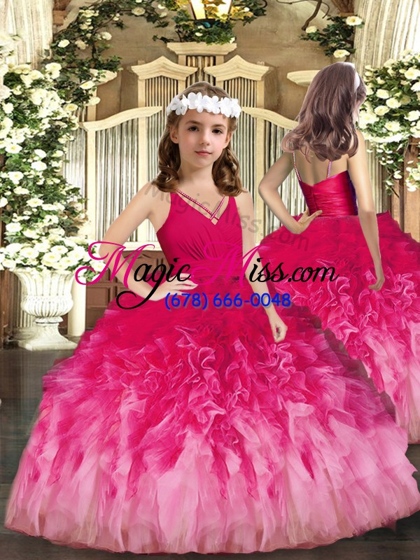 wholesale ruffles quinceanera dress multi-color backless sleeveless floor length