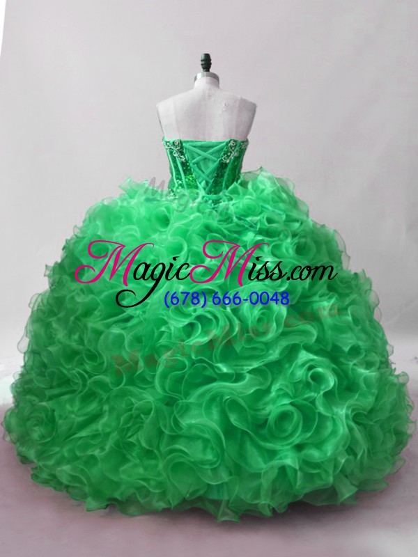 wholesale flirting green sweetheart lace up sequins sweet 16 dress sleeveless