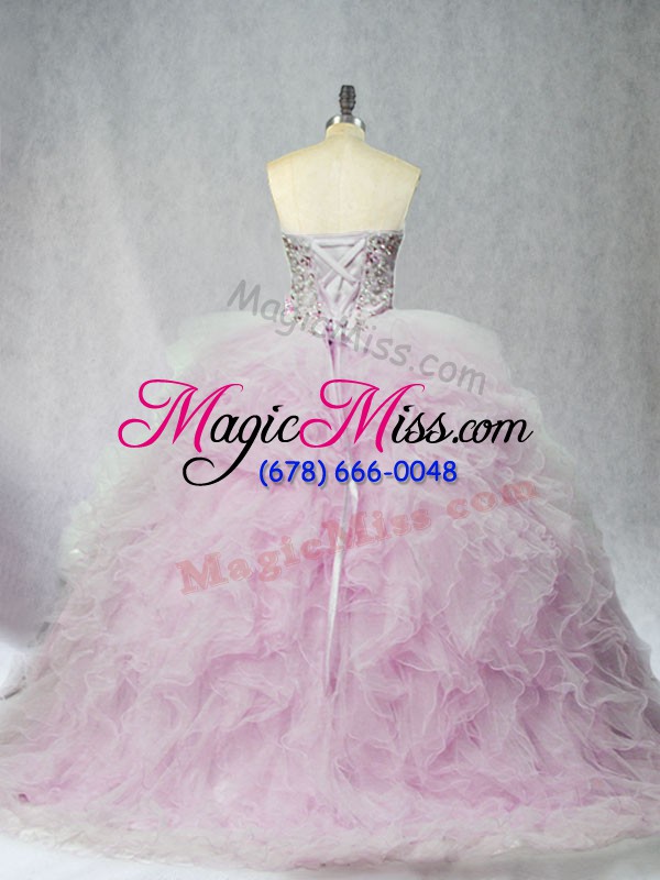 wholesale lace up 15 quinceanera dress lilac for sweet 16 and quinceanera with beading and ruffles brush train