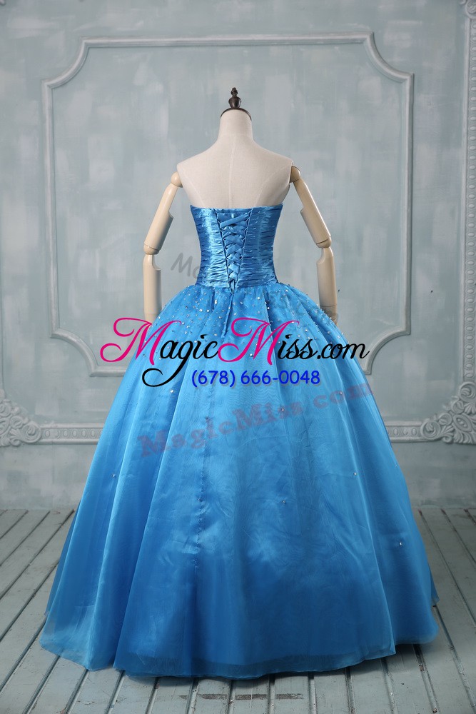 wholesale suitable baby blue strapless lace up beading and sequins vestidos de quinceanera sleeveless