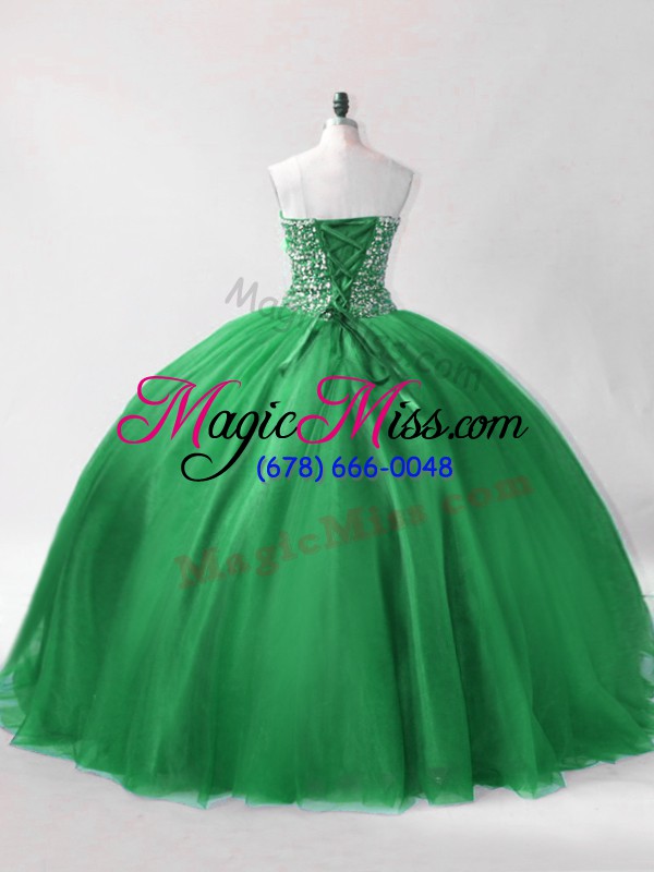 wholesale beautiful dark green sweetheart neckline beading vestidos de quinceanera sleeveless lace up