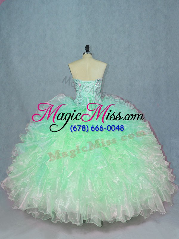 wholesale green sleeveless organza lace up quinceanera dress for sweet 16 and quinceanera