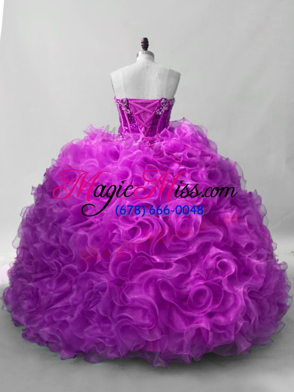 wholesale colorful purple sleeveless floor length sequins lace up quinceanera dresses