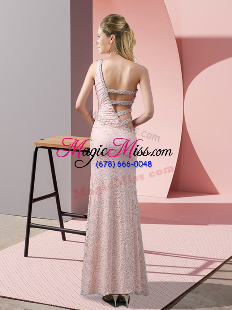 wholesale smart one shoulder sleeveless lace evening dress beading and lace criss cross
