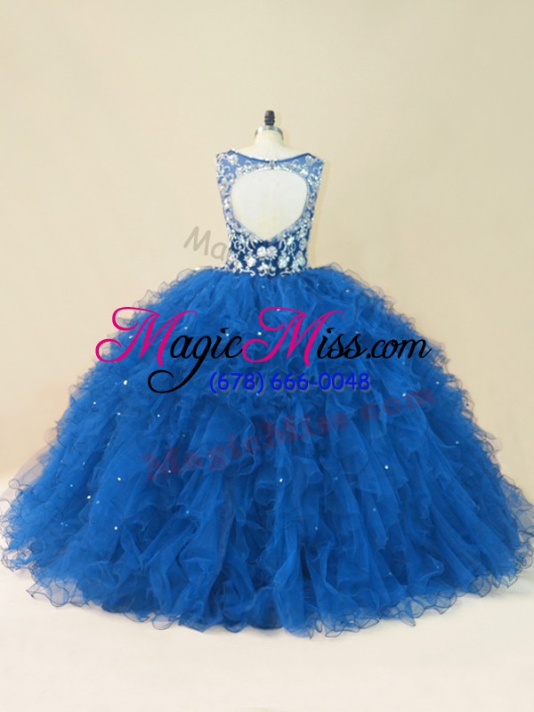 wholesale chic v-neck sleeveless tulle 15 quinceanera dress beading and ruffles backless