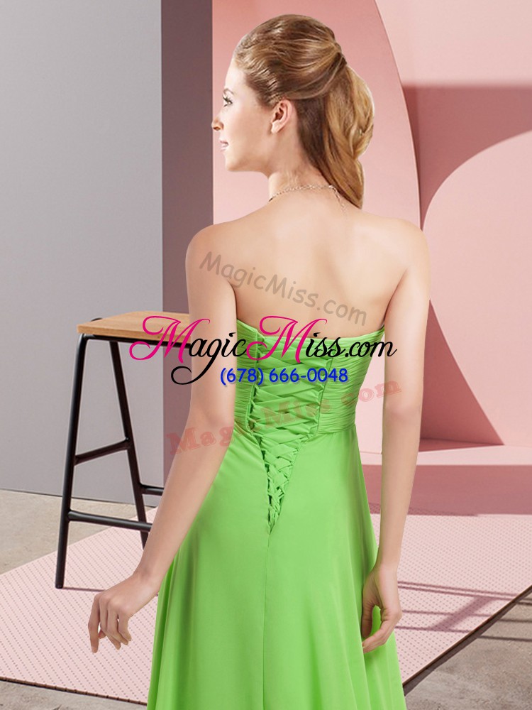 wholesale low price sweetheart long sleeves evening dress floor length beading and ruching chiffon