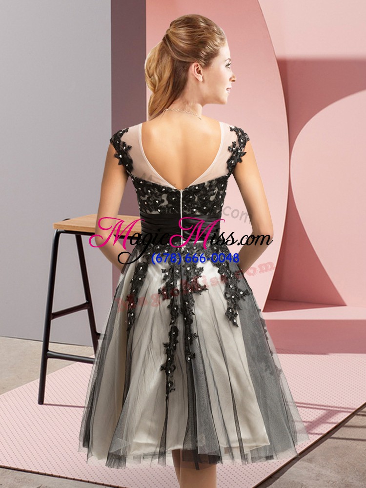 wholesale free and easy black scoop zipper beading and lace quinceanera dama dress sleeveless