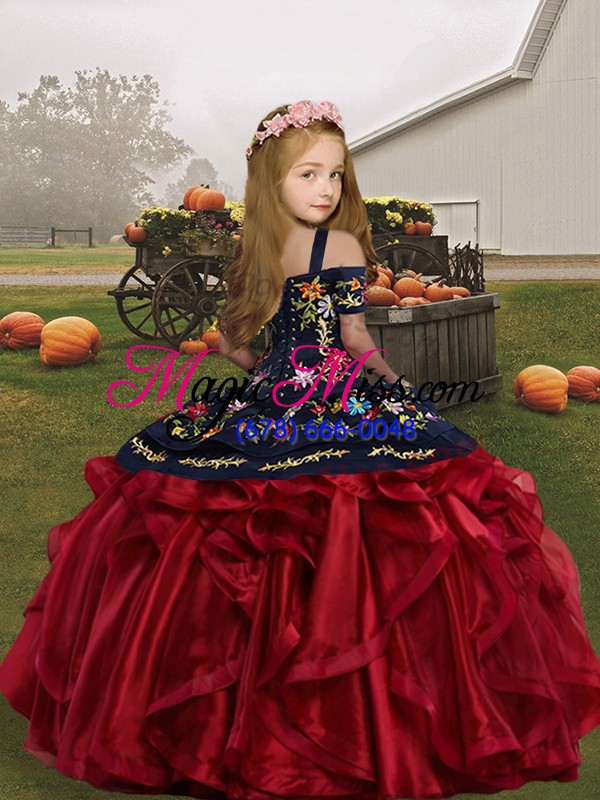 wholesale ball gowns little girls pageant gowns blue straps organza sleeveless floor length lace up