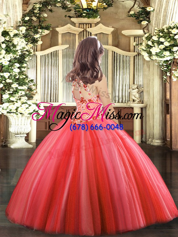 wholesale stunning appliques pageant gowns for girls orange lace up sleeveless floor length