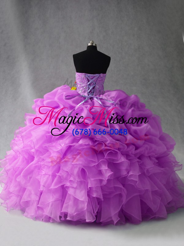 wholesale sleeveless beading and ruffles and pick ups lace up vestidos de quinceanera