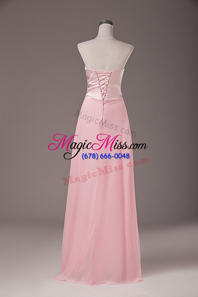 wholesale designer chiffon sweetheart sleeveless lace up beading in baby pink