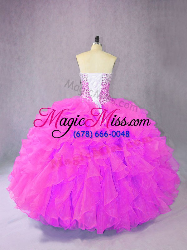 wholesale lilac ball gowns ruffles sweet 16 dresses lace up organza sleeveless floor length