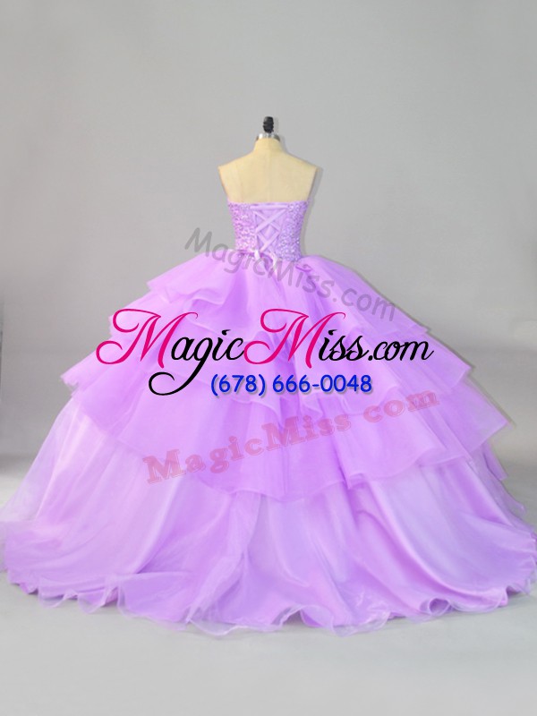wholesale lavender sleeveless organza lace up ball gown prom dress for sweet 16 and quinceanera