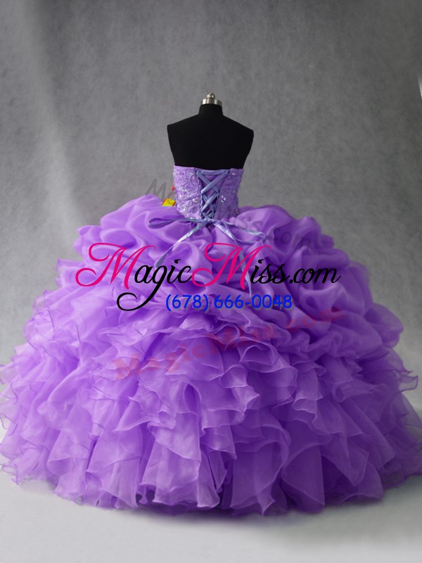 wholesale sweetheart sleeveless lace up sweet 16 dress lavender organza