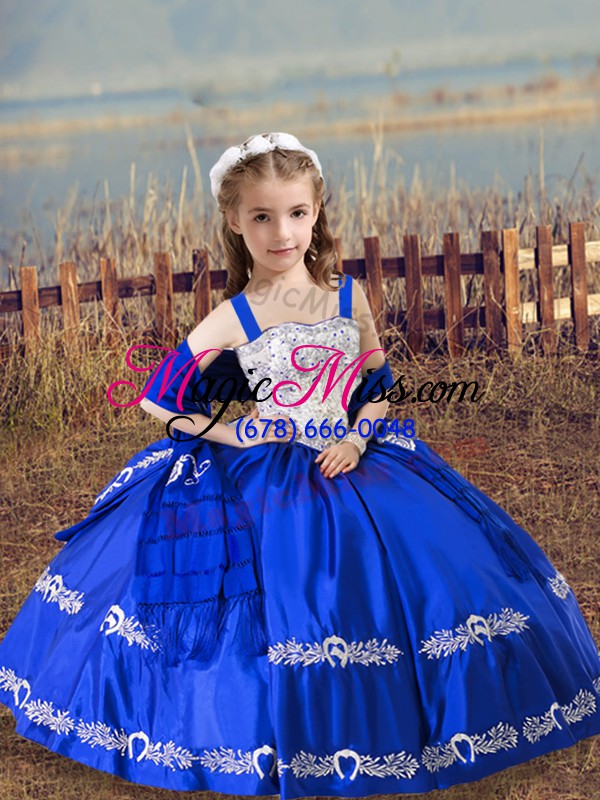 wholesale smart royal blue ball gowns satin sweetheart sleeveless beading and embroidery floor length lace up 15 quinceanera dress