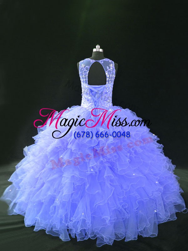wholesale floor length lavender quinceanera dress scoop sleeveless lace up