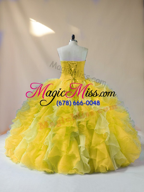 wholesale fitting sweetheart sleeveless sweet 16 quinceanera dress floor length beading and ruffles multi-color organza