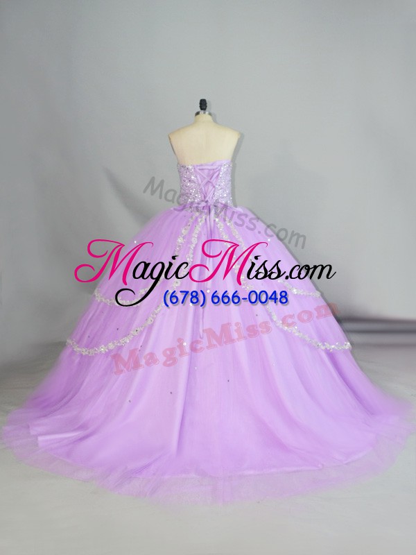 wholesale ball gowns 15 quinceanera dress lavender sweetheart tulle sleeveless lace up
